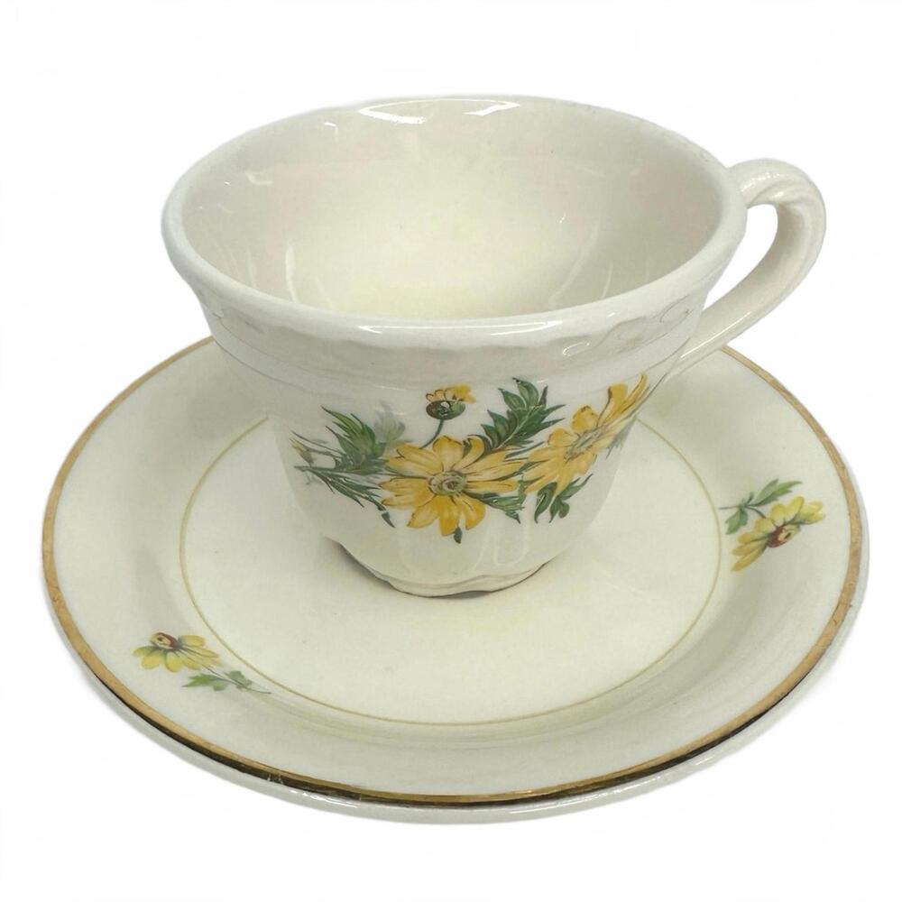 Vintage Homer Laughlin Eggshell Daisy Single Teacup & Saucer NOT‎ A SET Floral